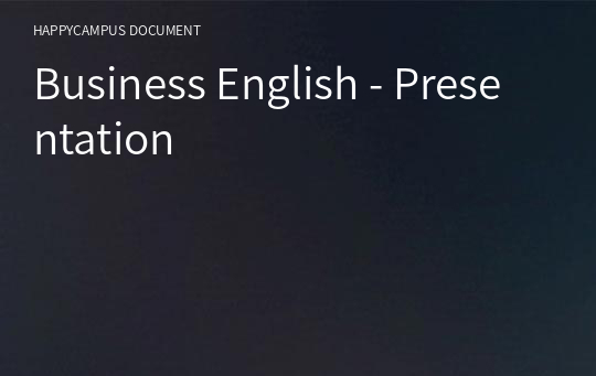 Business English - Presentation