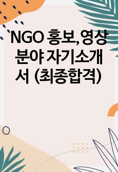 NGO 홍보,영상분야 자기소개서 (최종합격)